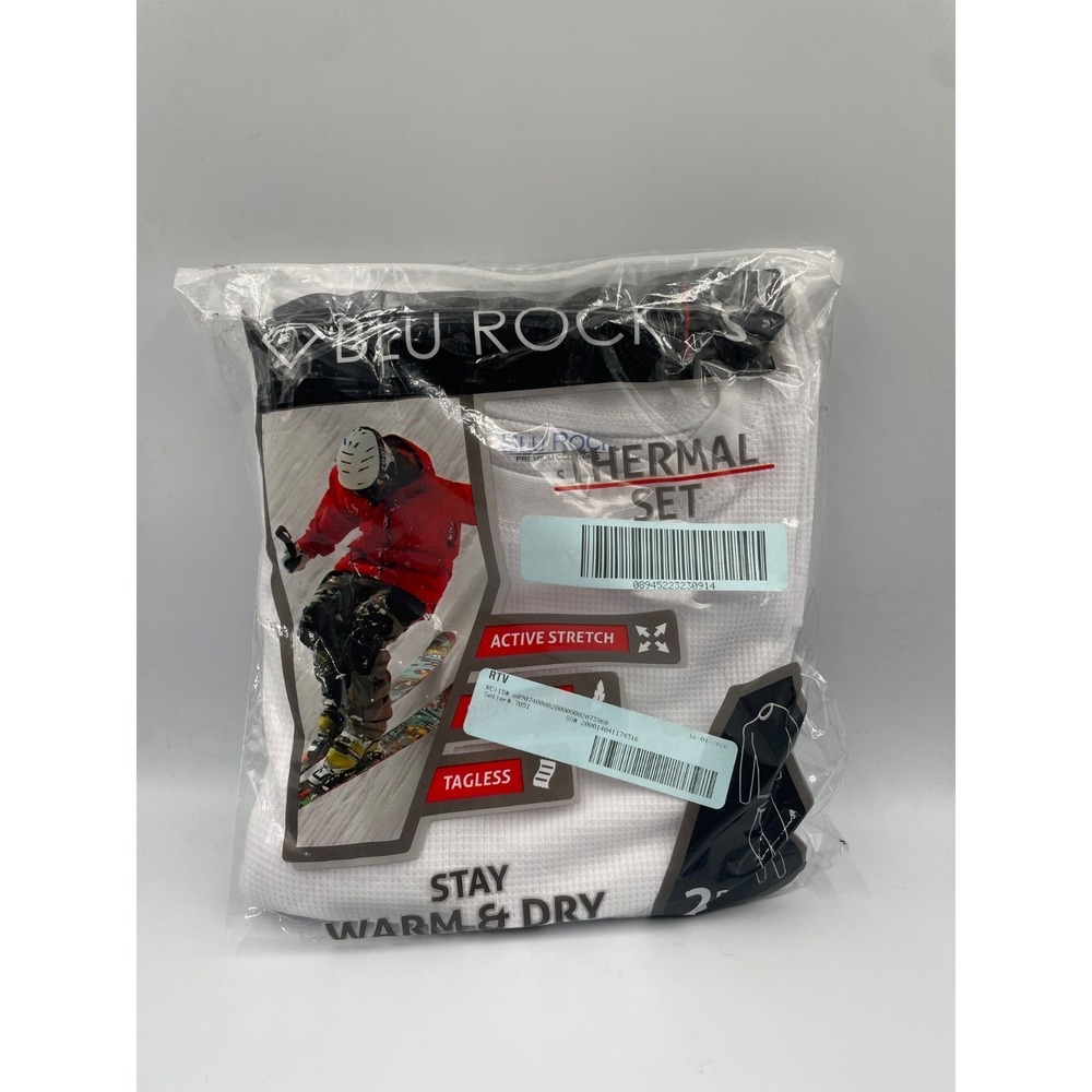 Blu Rock 2-Piece Thermal Set Men's Small White Active Stretch Base Layer NWT